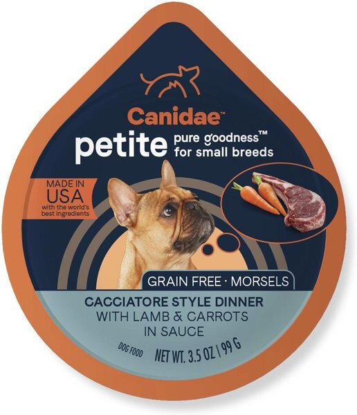 CANIDAE PURE Petite All Stages Small Breed Cacciatore Style Dinner with Lamb & Carrots Wet Dog Food Trays, 3.5-oz, case of 12 slide 1 of 6