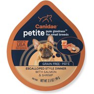 CANIDAE PURE Petite All Stages Small Breed Escalloped Style Dinner with Salmon & Shrimp Wet Dog Food Trays, 3.5-oz, case of 12
