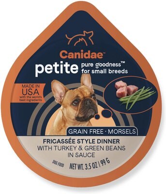 CANIDAE PURE Petite All Stages Small Breed Fricassee Style Dinner with Turkey & Green Beans Wet Dog Food Trays, 3.5-oz, case of 12, slide 1 of 1