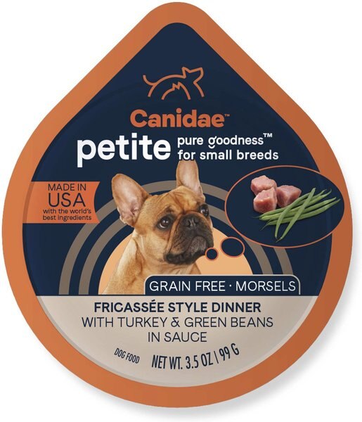 CANIDAE PURE Petite All Stages Small Breed Fricassee Style Dinner with Turkey & Green Beans Wet Dog Food Trays, 3.5-oz, case of 12 slide 1 of 6