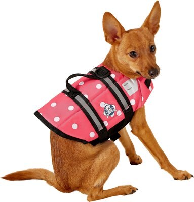 Paws Aboard Pink Polka Dot Dog Life Jacket, slide 1 of 1