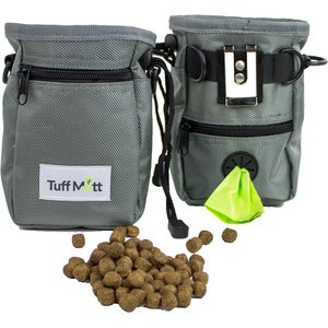 Gray Petmolico Dog Treat Pouch with Dog Waste Bag Dispenser Auto-Close Dog Training Pouch Treats Storage Holder Bag with Adjustable Strap for Hands-Free Dog Walking 