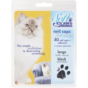 Soft Claws Cat Nail Caps, 40 count, Large, Black