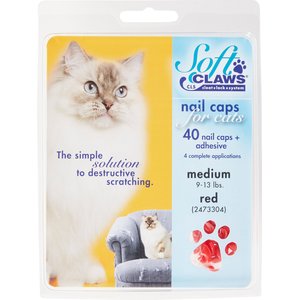 Soft Claws Cat Nail Caps, 40 count, Medium, Red
