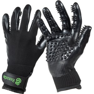 HandsOn All-In-One Pet Bathing & Grooming Gloves, Black, Medium