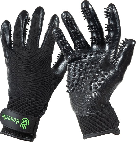HandsOn All-In-One Pet Bathing & Grooming Gloves, Black, Large slide 1 of 8