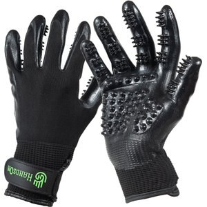 HandsOn All-In-One Pet Bathing & Grooming Gloves, Black, Large