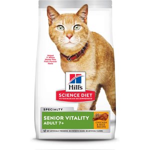 Hill's Science Diet Adult 7+ Senior Vitality Chicken Recipe Dry Cat Food, 3-lb bag