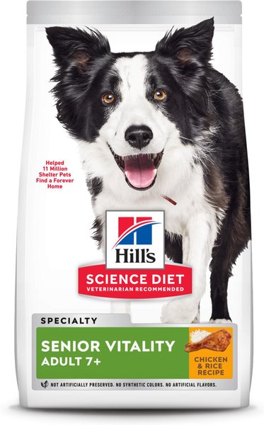 Hill's Science Diet Adult 7+ Senior Vitality Chicken Recipe Dry Dog Food, 3.5-lb bag slide 1 of 9