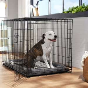 Frisco Heavy Duty Fold & Carry Single Door Collapsible Wire Dog Crate, 42 inch