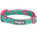 Blueberry Pet Spring Prints Nylon Dog Collar, Pink Flamingo on Light Emerald, Medium: 14.5 to 20-in neck, 3/4-in wide