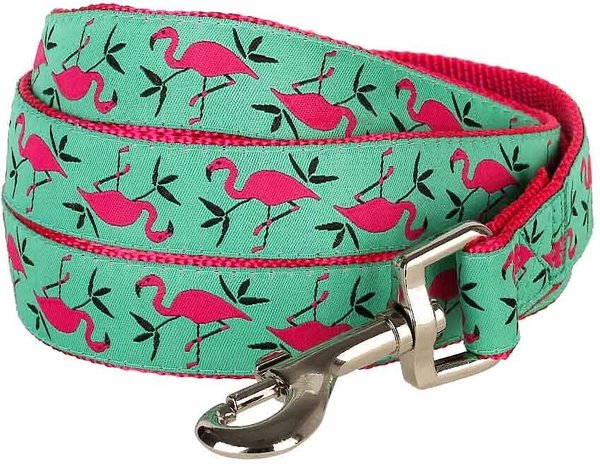 Blueberry Pet Spring Prints Nylon Dog Leash, Pink Flamingo on Light Emerald, Medium: 5-ft long, 3/4-in wide slide 1 of 5
