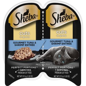 Sheba Perfect Portions Multipack Tuna & Shrimp Entree Cat Food Trays, 2.6-oz, case of 24 twin-packs