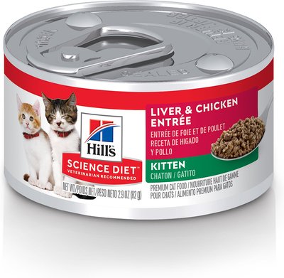 Hill S Science Diet Kitten Liver Chicken Entree Canned Cat Food 5 5 Oz Case Of 24 Chewy Com