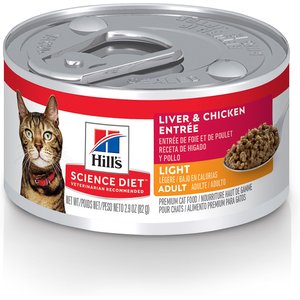 Hill's Science Diet Adult Light Liver & Chicken Entree Canned Cat Food, 2.9-oz, case of 24