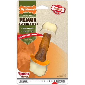 Nylabone Femur Bone Rawhide Alternative Power Chew Durable Dog Toy, Femur Beef, Medium 