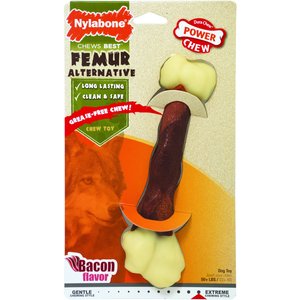 Nylabone Power Chew Femur Bone Rawhide Alternative Durable Bacon Flavored Dog Chew Toy, Large 