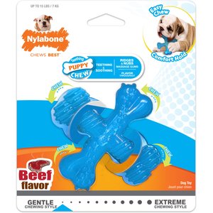 Nylabone Puppy Teething X Bone Beef Flavored Puppy Chew Toy, Small