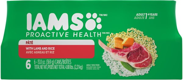 Iams ProActive Health Adult With Lamb & Rice Pate Canned Dog Food, 13-oz, case of 6 slide 1 of 7