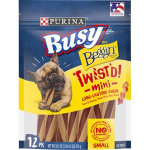 Busy Bone with Beggin' Twist'd! with Real Bacon Mini Dog Treats, 12 count