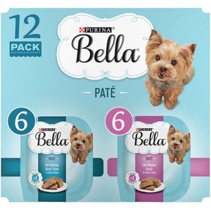Purina Bella Natural Pate Variety Pack, Filet Mignon & Porterhouse Steak in Juices Small Breed Wet Dog Food, 3.5-oz, case of 12