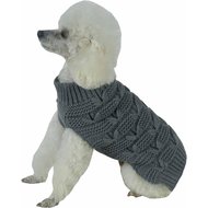 Pet Life Butterfly Stitched Heavy Cable Knitted Turtle Neck Dog Sweater, Dark Grey, Medium