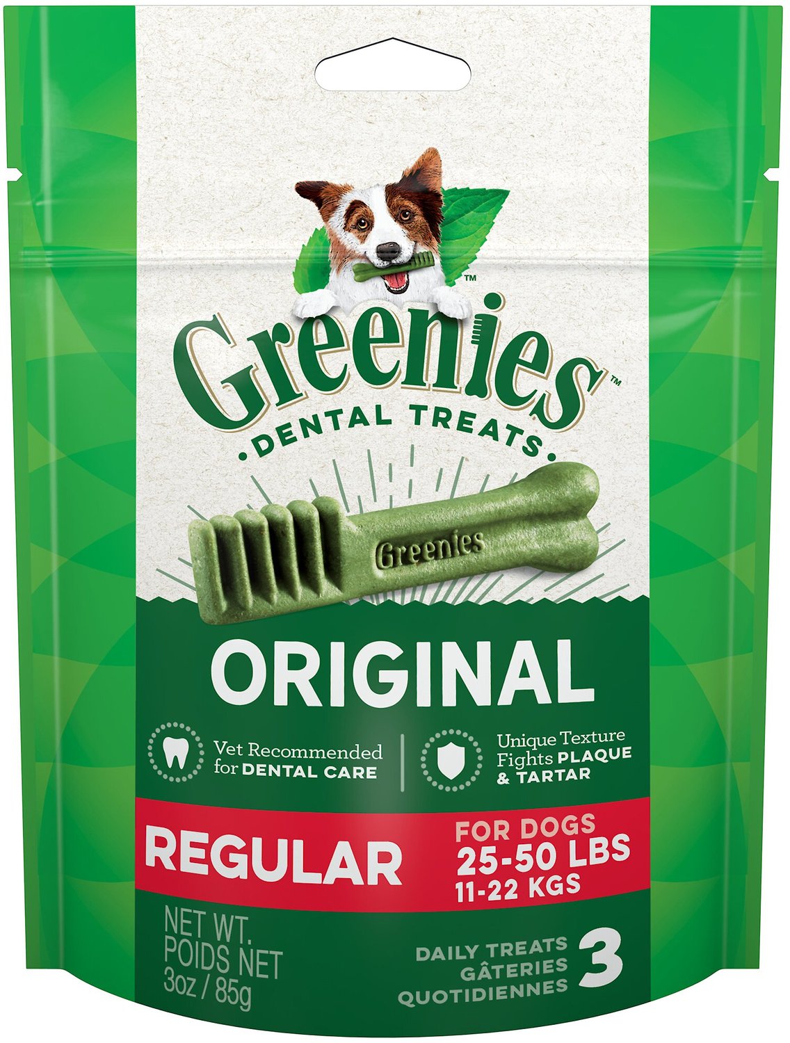 GREENIES Regular Dental Dog Treats, 3 