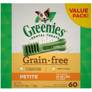 Greenies Grain-Free Petite Dental Dog Treats, 60 count