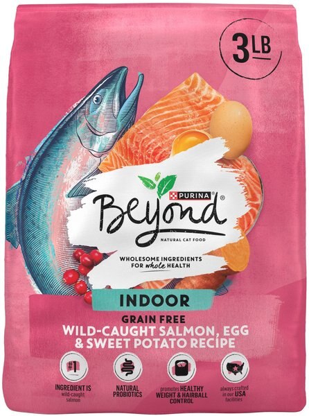 Purina Beyond Simply Indoor Wild-Caught Salmon, Egg & Sweet Potato Recipe Grain-Free Dry Cat Food, 3-lb bag slide 1 of 9