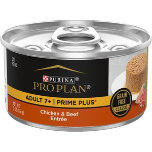 Purina Pro Plan Prime Plus Adult 7+ Chicken & Beef Entree Classic Canned Cat Food, 3-oz, case of 24