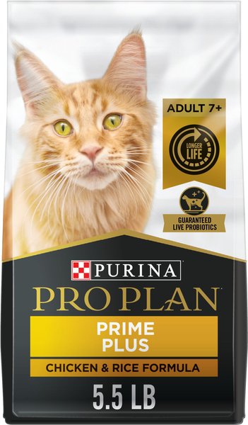 Purina Pro Plan Prime Plus Adult 7+ Chicken & Rice Formula Dry Cat Food, 5.5-lb bag slide 1 of 9
