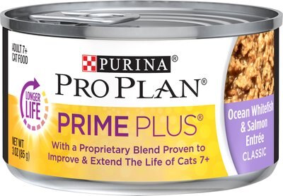 Purina Pro Plan Prime Plus Adult 7+ Ocean Whitefish & Salmon Entree Classic Canned Cat Food, slide 1 of 1