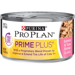 Purina Pro Plan Prime Plus Adult 7+ Salmon & Tuna Entree Classic Canned Cat Food, 3-oz, case of 24