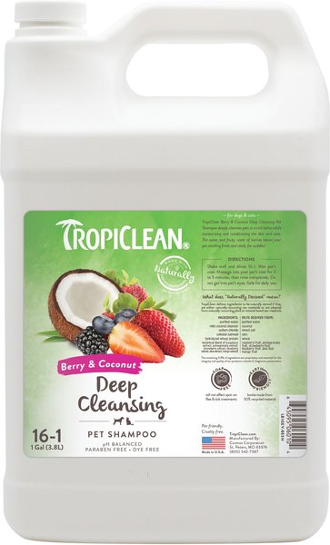 TropiClean Deep Cleaning Berry & Coconut Dog & Cat Shampoo, 1-Gallon bottle slide 1 of 9