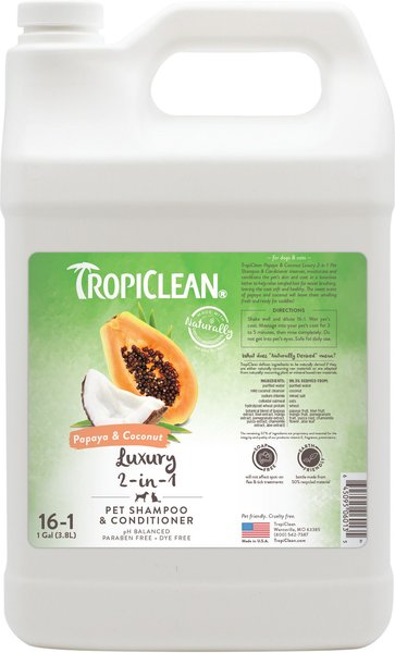 TropiClean Luxury 2 in 1 Papaya & Coconut Pet Shampoo & Conditioner, 1-gal bottle slide 1 of 8