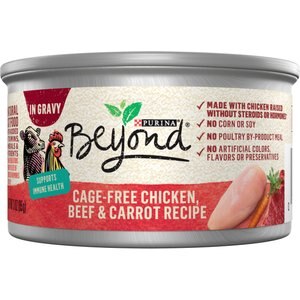 Purina Beyond Chicken, Beef & Carrot Recipe in Gravy Canned Cat Food, 3-oz, case of 12