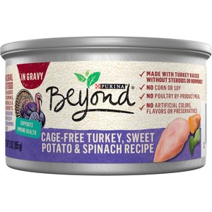 Purina Beyond Cage-Free Turkey, Sweet Potato & Spinach Recipe in Gravy Canned Cat Food, 3-oz, case of 12
