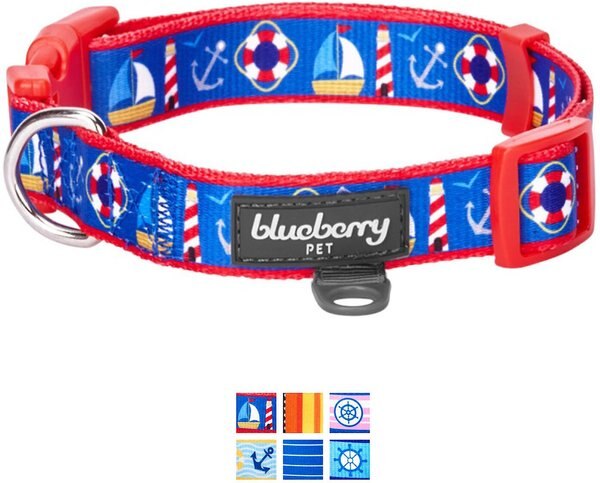 Blueberry Pet Nautical Prints Polyester Dog Collar, Blue Dream, Large: 18 to 26-in neck, 1-in wide slide 1 of 6