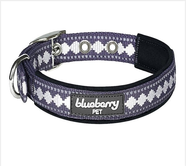 Blueberry Pet 3M Reflective Pattern Dog Collar, Purple Grey, Small  slide 1 of 7