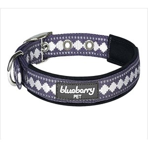 Blueberry Pet 3M Reflective Pattern Dog Collar, Purple Grey, Small 