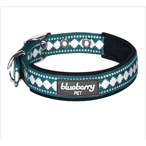 Blueberry Pet 3M Pattern Polyester Reflective Dog Collar, Teal Blue, Small: 9 to 12.5-in neck, 5/8-in wide