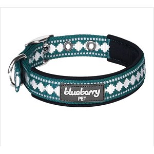 Blueberry Pet 3M Pattern Polyester Reflective Dog Collar, Teal Blue, Medium: 13 to 16.5-in neck, 3/4-in wide