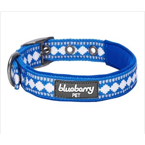 Blueberry Pet 3M Pattern Polyester Reflective Dog Collar, Palace Blue, Large: 17 to 20.5-in neck, 1-in wide