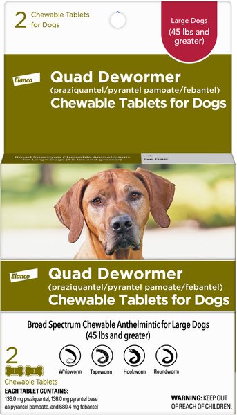 Elanco Quad Dewormer for Hookworms, Roundworms, Tapeworms & Whipworms for Large Breed Dogs, 2 count slide 1 of 9