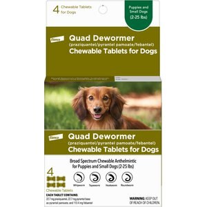 Elanco Quad Dewormer for Hookworms, Roundworms, Tapeworms & Whipworms for Small Breed Dogs, 4 count