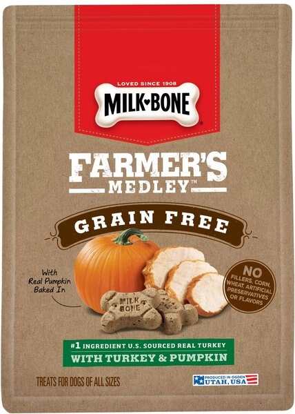 Milk-Bone Farmer’s Medley Grain-Free Turkey & Pumpkin Dog Treats, 12-oz bag slide 1 of 6