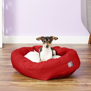 Majestic Pet Sherpa Bagel Bolster Dog Bed, Red, 24-in