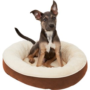 Frisco Round Bolster Cat & Dog Bed, Brown, Small