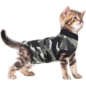 Suitical Recovery Suit for Cats, Black Camo, XX-Small