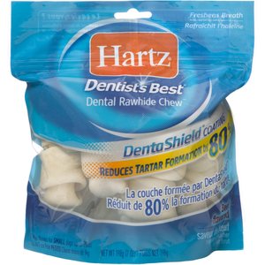 Hartz Dentist's Best Rawhide Dentashield 3-4" Bone Dog Treats, 7-oz